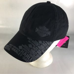 Harley Davidson Gray Emblem Limited Edition Black Adjustable Strapback Hat
